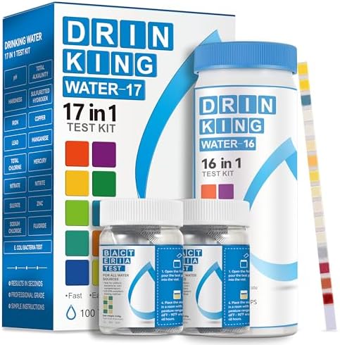 AAwipes Drinking Water Test Strips 17-in-1 100 Strips + 2 Bacteria Tester Kits, Lab-Validated Complete Water Testing for Home, Well, Tap Water, City Water, Flood Water Testing Strips (K03-100) by AAWipes