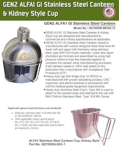 GEN 2: ALFA1 GI Stainless Steel Canteen & Kidney Style Cup (With 12 Lobe Stainless Steel Cap) - Image 6