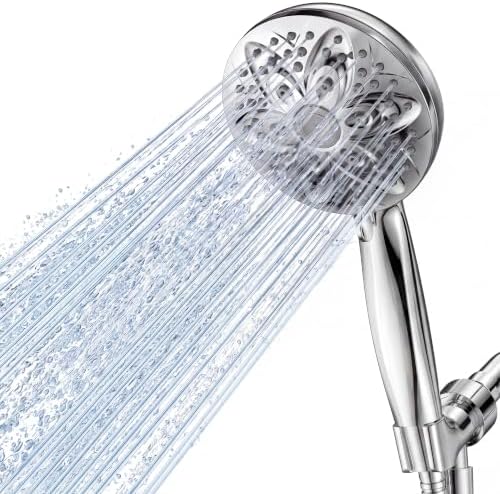 JDO Silver High Pressure Handheld Shower Head with 6 Spray Modes by JDO