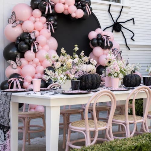141Pcs Pink and Black Balloon Arch Kit, Birthday Decorations - Image 2