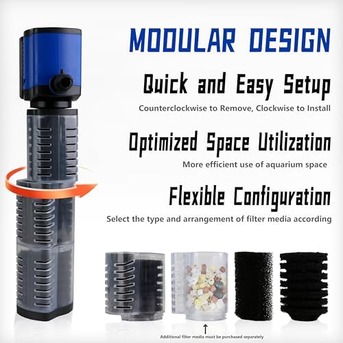 coospider-repta Aquarium Filter for 100-300 Gallons Tank, Powerful 660GPH Internal Fish Tank Filter, Pump Submersible Filter with Sponge for Large Fish Tanks, Turtle Tanks - Image 4