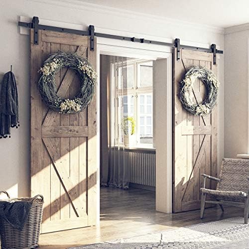 SMARTSTANDARD 10 FT Double Barn Door Hardware Kit, Fit 30" Wide Door Panel - Image 2