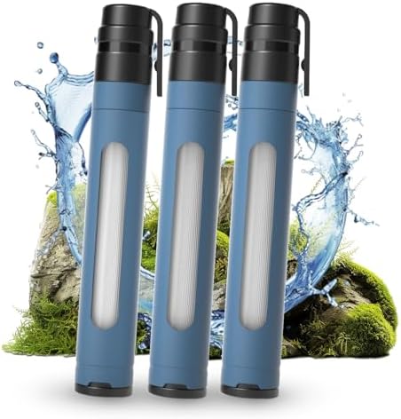 Water Filter Straw Survival Water Purifying Straws 0.01 Micron Filtration System with Transparent Window for Camping, Hiking, Travel, Backpacking Emergency Preparedness(3pc) by Joypur