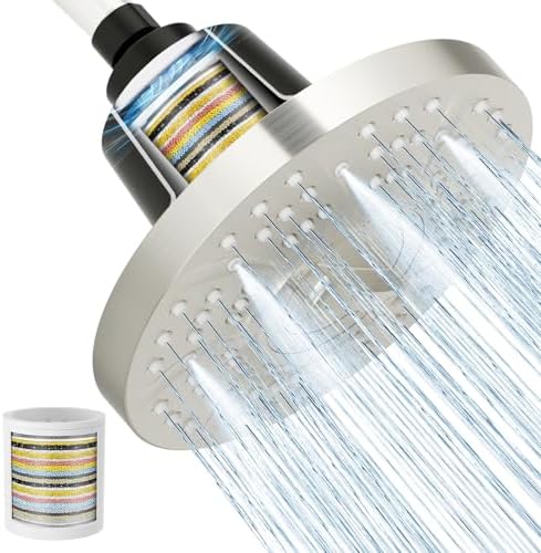 SR SUN RISE 7-Inch Filtered Shower Head,High Pressure Spray,Brushed Nickel by SRSUNRISE