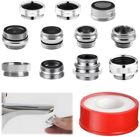 12 pcs Faucet Adapter Kit, CNYMANY Kitchen Aerator Adapter Set Male Female Sink Faucet Adapter Connecting Garden Hose Water Filter Standard Hose via Diverter by CNYMANY