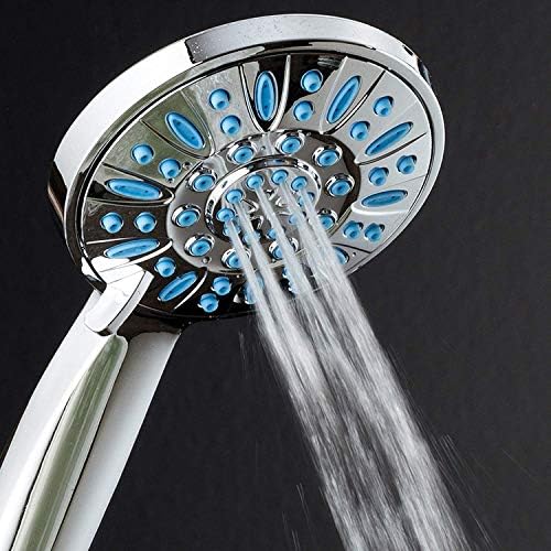 AquaDance Anti-Clog High-Pressure 6-setting Hand Shower with Nozzle Protection from Growth of Grime for Stronger Shower! Aqua Blue - Image 6