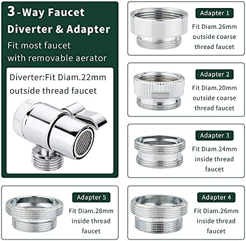 Sink Hose Shower Sprayer Attachment - Faucet Extension w/ 5 Adapters For Bathroom Bathtub, Kitchen Faucet, Utility Laundry Tub, Garden Hose Thread Spout For Delta, Moen, Kohler, American Standard - Image 5