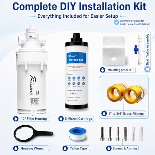 10 Inch Whole House Water Filter Housing, 1 Inch NPT, Bypass Valve - Image 3