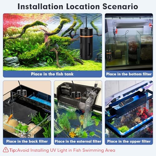 hygger Aquarium U-V Light with Timer, 360° Protective Shield Clean Light for Green Water and Algae Clean, Mini Algae Control Lamp for Freshwater and Saltwater Tank (5W for 13-40 Gallon) - Image 6