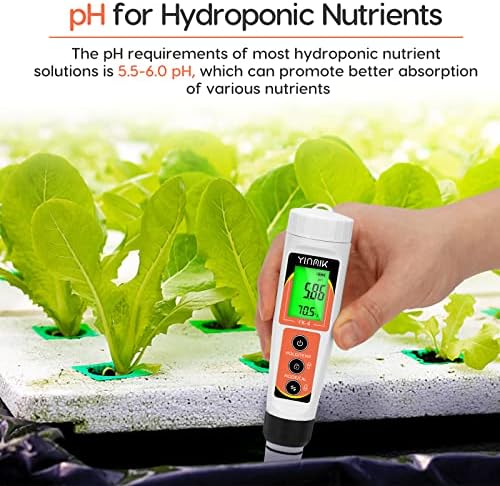 YINMIK PH Meter, Digital 4 in 1 PH EC TDS Temp Meter for Water Hydroponics - Image 3