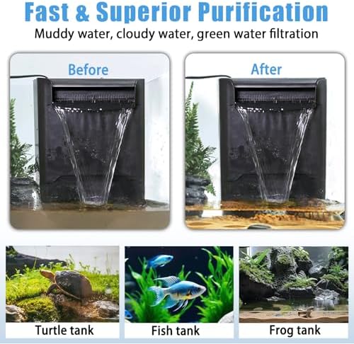 290GPH Turtle Tank Filter Aquarium Filter for 20-85 Gallon, Turtle Filter Low Water Level Available and Flow Adjustable, Turtle Water Filter for Shrimps Amphibians Turtle Tank Saltwater Freshwater - Image 3