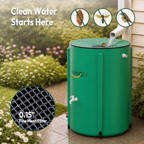VINGLI 100 Gallon Collapsible Rain Barrel, Portable Water Storage Tank, Rainwater Collection System Downspout, Water Catcher Container with Filter Spigot Overflow Kit - Image 4