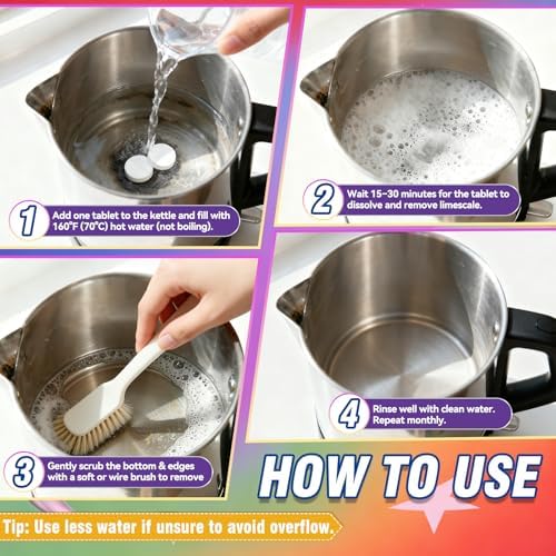 Kettle Descaler Tablet, Kettle Cleaner Remove Hard Water & Mineral Buildup, Hardwater Stains, Citric Acid for Cleaning & Descaling Water Distillers, Boilers, Limescale Remover For Kettles - Image 4
