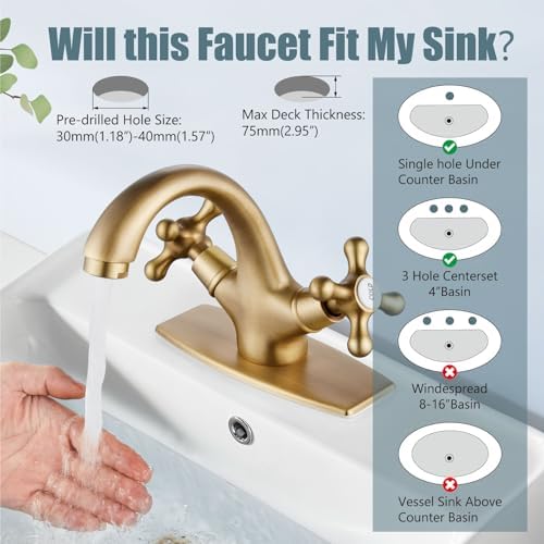 Aolemi Bathroom Sink Faucet 1 Hole or 3 Hole with Drain Antique Brass - Image 3