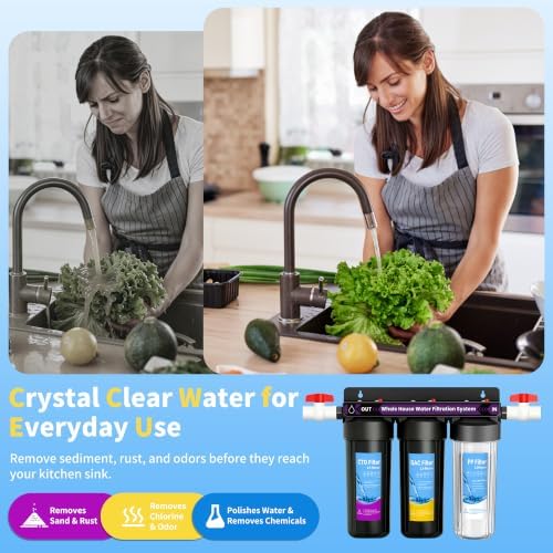 3 Stage Whole House Water Filter System with 3 Sets Filters for 2 Years Use - Image 2