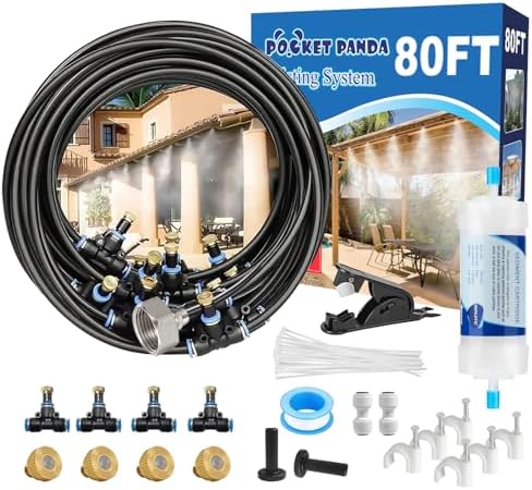 Misters for Outside Patio,80FT|24M.Outdoor Misting Cooling System by POCKETPANDA