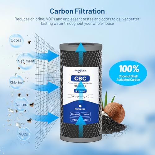 2-Stage 10" x 4.5" Whole House Sediment and CTO Carbon Block Water Filter - Image 4