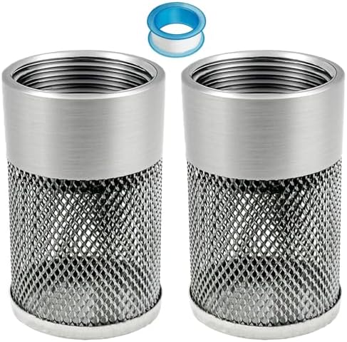 Hose Inlet Strainer Filter, 36MM Garden Hose Inlet Strainer Mesh Filter, Compatible with Livewell Pump, for Irrigation Garden High Pressure Sprayer Suction Line, with Blue Industrial Tape, 2PCS by Unknown