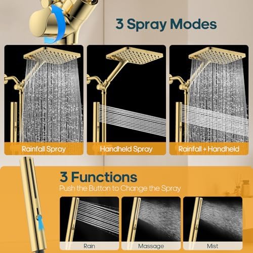 High Pressure Rain Shower Head with Handheld, Dual Shower Combo - Image 3
