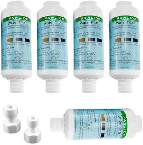 Bidet water filter for electronic bidet seats, Toilet water filter system, 1/2" Threads, 5pcs filters + 2pcs adapters, compatible with 1/2" 1/4" 3/8" Bidet water hose by FANLIDE