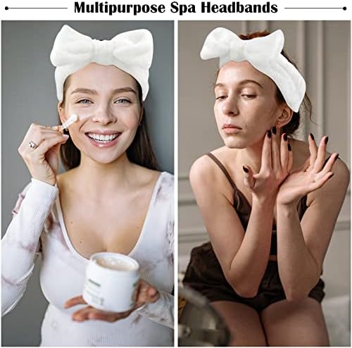 Ondder Spa Headband for Washing Face 8 Pack White Skincare Makeup Headbands - Image 4