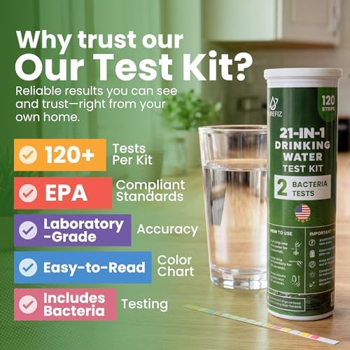 21-in-1 Drinking Water Test Kit – 120 Strips + 2 Bacteria Tests – Easy DIY Testing for Tap, Well & Spring Water – Tests Lead, Fluoride, Iron, Hardness, pH, Chlorine, Copper, Bacteria & More - Image 3