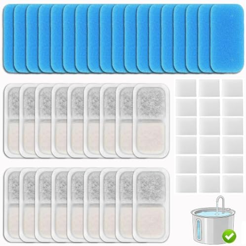 18 Set Cat Fountain Replacement Filters Compatible with oneisall PWF-001 2L/67oz Stainless Steel Pet Water Fountain Filters with Replacement Pre-Filter Pump Sponges by BUYNOW