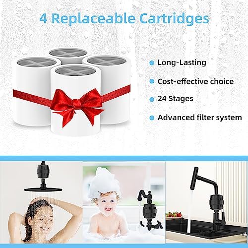 Shower Head Filter for Hard Water - with 4 Replaceable Filter Cartridges - Image 3