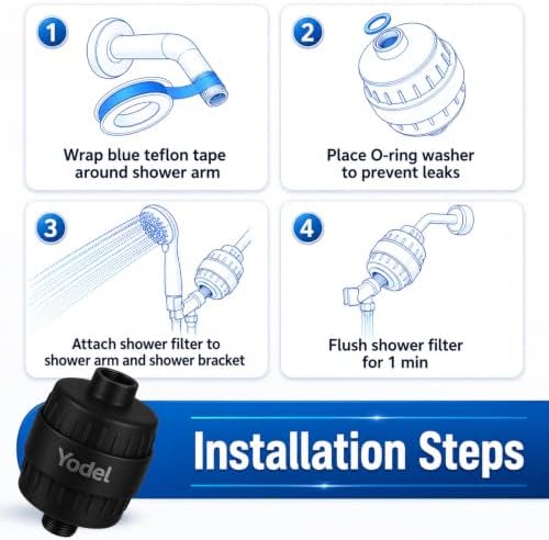 Yodel Shower Filter Matte Black - Shower Head Filter for Hard Water - Water Softener to Remove Chlorine and Fluoride,Improve Hair and Skin Condition - Image 6