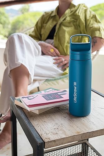 LifeStraw Go Series Insulated Steel Water Filter Bottle, 18 oz, Laguna Teal - Image 6