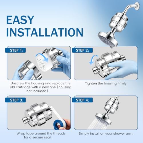 FEELSO 4 Pack 15 Stages Replacement Shower Filter for Hard Water - Image 7
