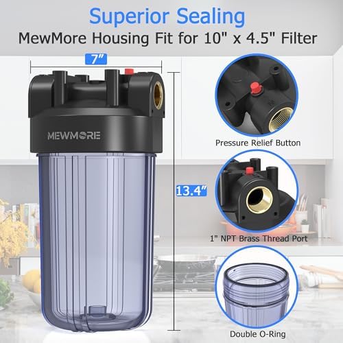 WHT10 Whole House Water Filter Housing Fit 10"x4.5" Sediment etc Filters - Image 2