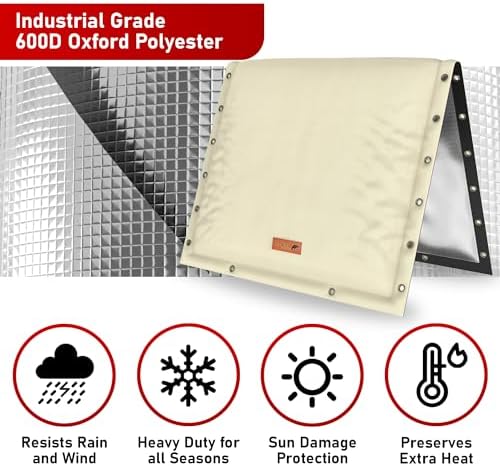 Redford Supply Co. Cold Snap (5°F) Backflow Preventer Insulation Cover, 3-Way Custom, 28"W x 20"H, Pipe Insulation, Water Sprinkler Covers for Outside, Sprinkler Backflow Cover for Winter (Beige) - Image 6