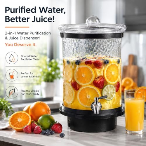 3 Gallon All Glass Gravity-Fed Water Purifier, Countertop Water Filtration System with Wooden Stand, for Home, Emergency & Outdoor Survival - Image 5