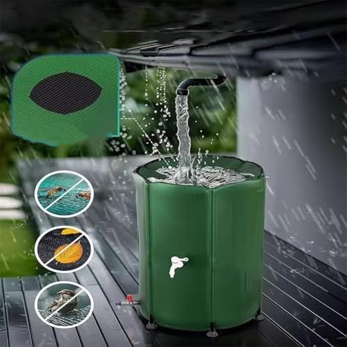 Collapsible Rain Barrel with Zipper Open, Protable Rainwater Collection System Kit, PVC Rain Catcher Barrel for Outdoor Garden Camping,Green,500L/80x98cm - Image 6