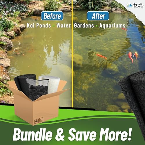 Aquatic Experts Koi Pond Filter Pad Bundle with Bio Balls – White Fine 12" x 72" + Black Coarse 12" x 72" Pads & 300 Count Bio Balls, Reusable Pond Filter Media - Image 6