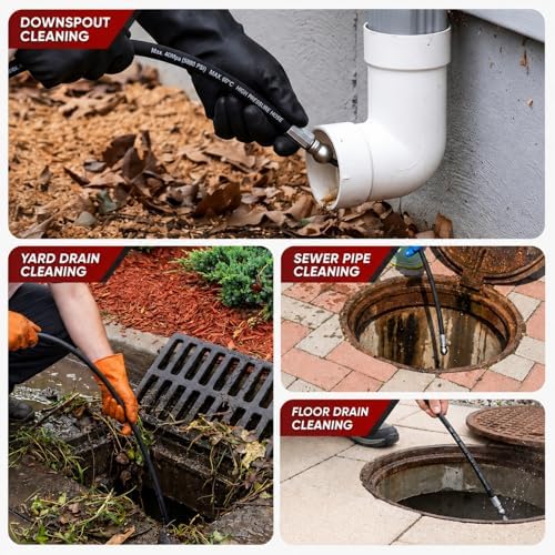 33 ft Slim Sewer Jetter Kit, 5800 PSI, 5 Nozzles, 2 Adapters - Image 7