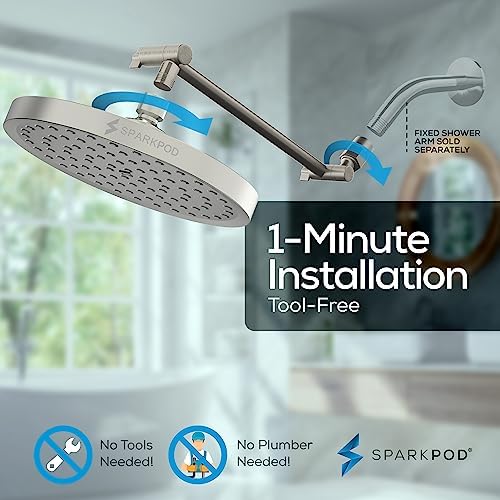 SparkPod 8" Round Rain Shower Head with 11" Shower Arm - Image 6