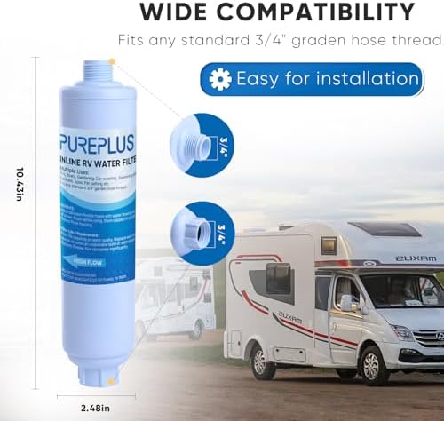 PUREPLUS RV Water Filter System for Garden, Pool, Spa, RV, Camper, Marine, Boat Hose, for Drinking, Car Washing, Gardening, Planting, Reduces Chlorine, Heavy Metals, Odors, 2PACK - Image 5
