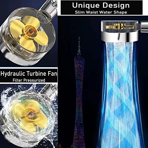 Turbocharged Handheld Shower Head, High Pressure Water Saving Handheld Propeller Showerhead with Filters Pause Switch Hydro Jet Easy Install - Image 4