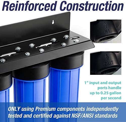 iSpring WGB32BM 3-Stage Whole House Water Filtration System & WSP-100 Reusable Whole House Spin Down Sediment Water Filter 100 Micron, 1" MNPT + 3/4" FNPT, Brass - Image 3