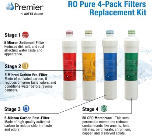 Watts Premier RO Pure 4-Pack Filter Kit with Membrane Push Button - Image 4