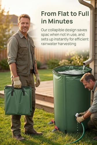 Rain Water Collection Barrel Water Storage Tank with Spigot, Hose and Portable Bucket, Large Plastic Collapsible Rain Catcher Catchment System to Collect Rainwater from Gutter (200Gallon=750L) - Image 2