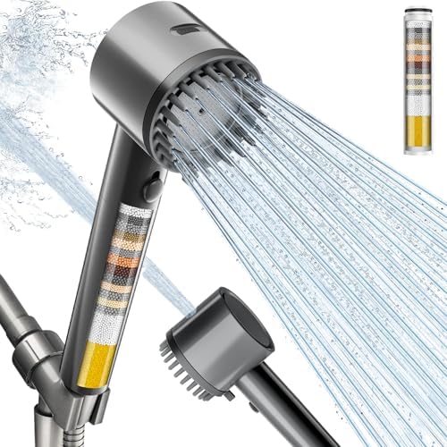 Filtered Shower Head with Handheld, 4+1 Spray Mode Showerhead with Filters by Cobbe