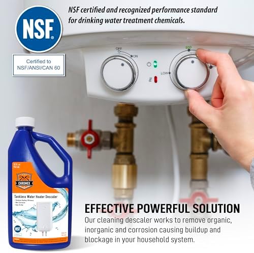 Chromex Tankless Water Heater Flush Kit, Extra Long 12 Ft Hoses with NSF Certified Liquid Descaling Solution and 1/6HP Extra Strength Pump - Image 3