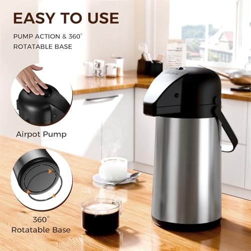 Coffee Carafe for Keeping Hot, 64OZ Airpot Coffee Dispenser with Pump - Image 3