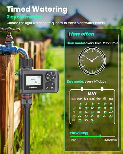 Outdoor Garden Hose Faucet Timers, Programmable Water Sprinkler Timer with Rain Delay/Manual/Automatic Drip Irrigation and Lawn Watering System for Yard, 1 Outlet - Image 2