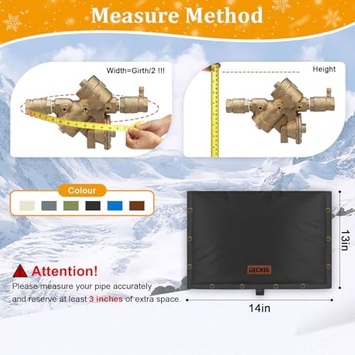 Backflow Preventer Insulated Cover (5°F) for Winter Freeze Protection, 21"W x 16"H Thickened Pressure Reducing Value & Well Pump Cover, Outdoor Waterproof Insulation Pouch for Sprinkler Valve, Black - Image 2