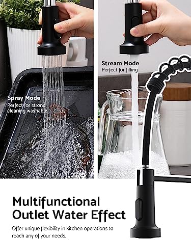 WEWE Touchless Kitchen Faucet, 2-Mode Sprayer, Matte Black, Pull-Down - Image 4