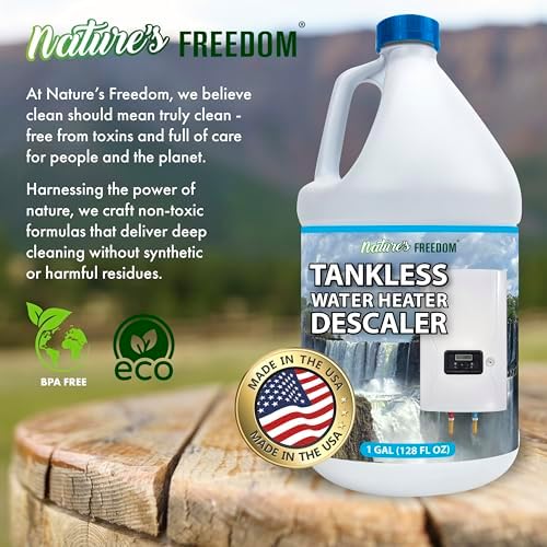 Nature's Freedom Tankless Water Heater Flush Descaler, Gallon (128 oz) – Professional Non-Toxic Descaling Solution, Biodegradable, Made in the USA - Image 2